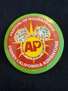 Disney California Adventure Festival of Holidays 2017 AP Button - Red & Green
